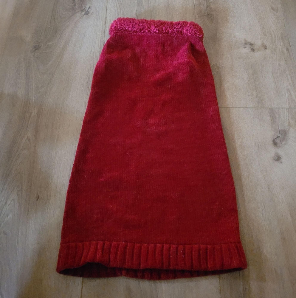 Red Velour and Faux Fur Dog Sweater